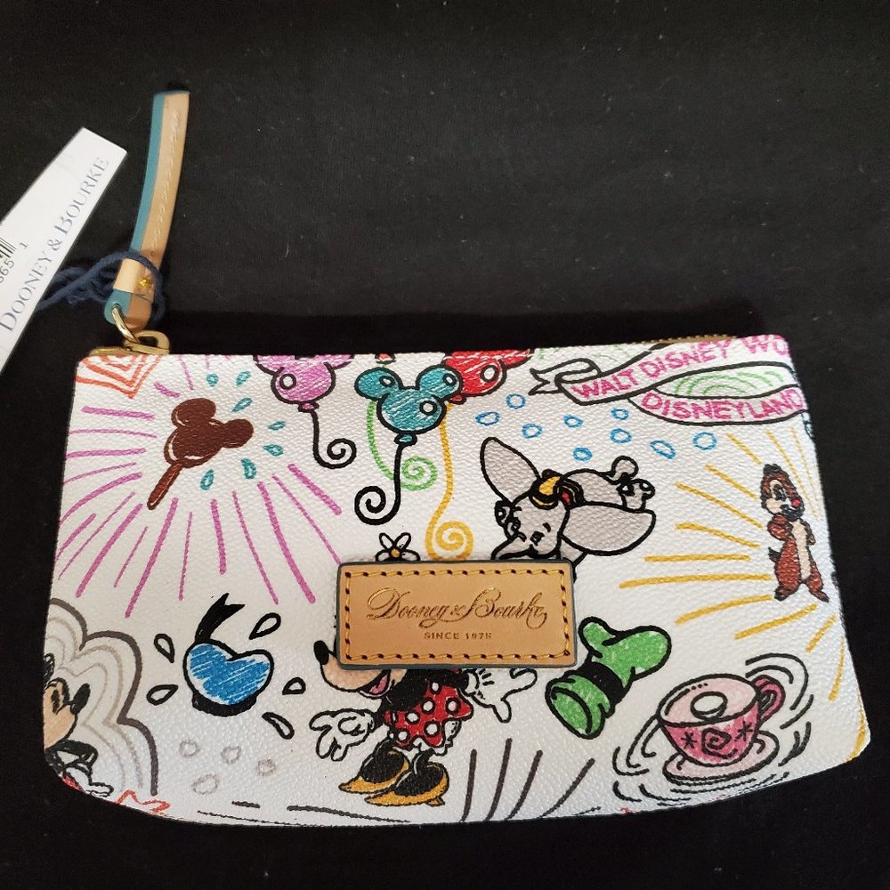Dooney & Bourke Disney White Multicolor Minnie Cosmetic Zip Pouch